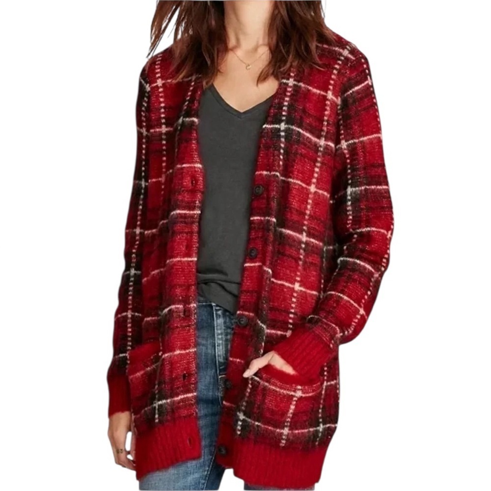 Denim & Supply‎ Ralph Lauren Women’s Red Plaid Boyfriend Cardigan Sweater Small